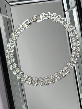 Vintage Two Strand Bracelet with Crystal Accents